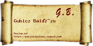 Gubicz Balázs névjegykártya